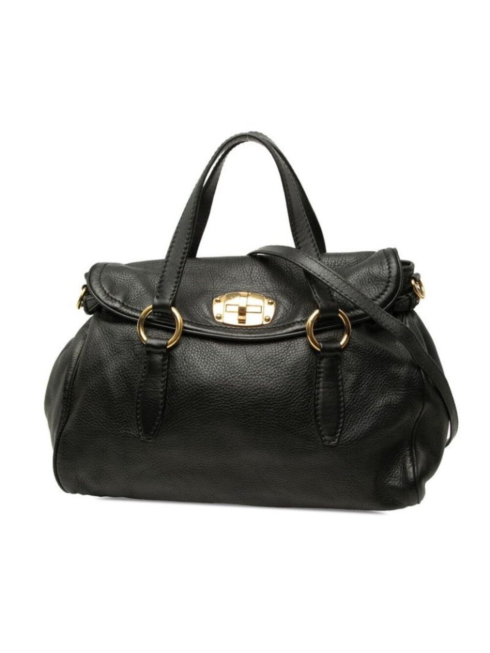 Miu Miu Chain Shoulder Bag 2-Way Black Leather